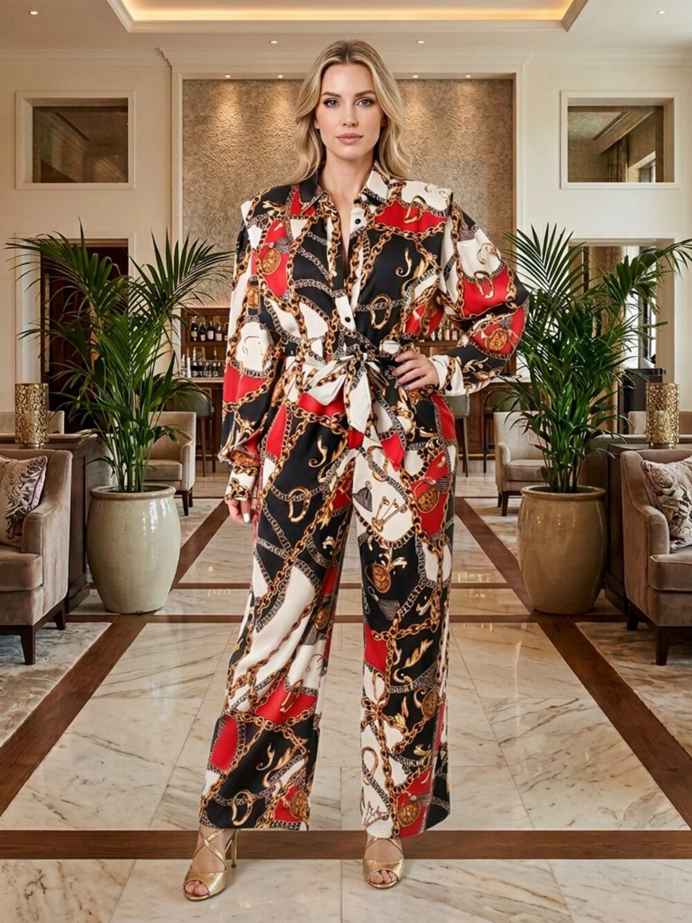 Chain Link Print Jumpsuit